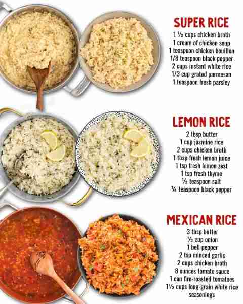 3 Irresistible Rice Recipes - Check out the top comments for the full recipes. ~~~~~~ SOUPER RICE IN...