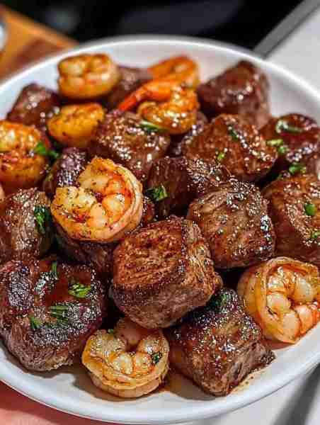 Garlic Butter Steak & Shrimp Bites Surf and turf perfection in every juicy, garlicky bite. Ingredie...