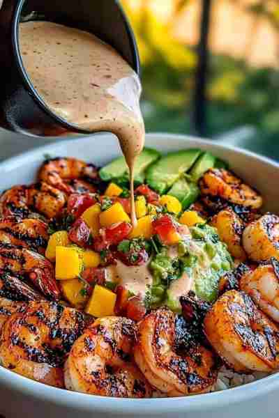 Shrimp and Avocado Bowls with Mango Salsa & Lime-Chili Sauce INGREDIENTS For the Bowls: 1 lb large s...
