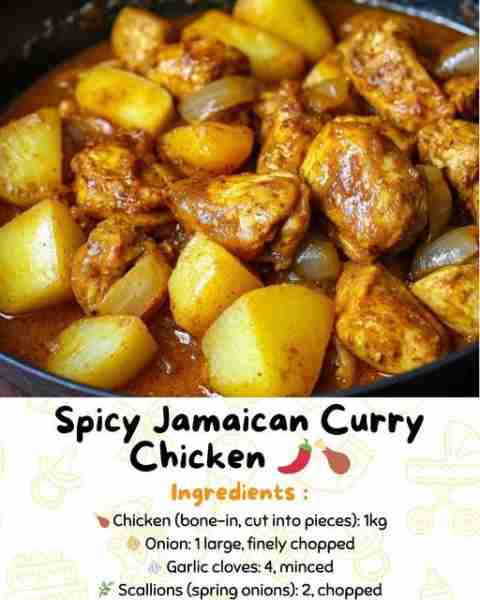 Spicy Jamaican Curry Chicken 🌶️🍗 Bring the fiery warmth of the Caribbean into your kitchen with thi...