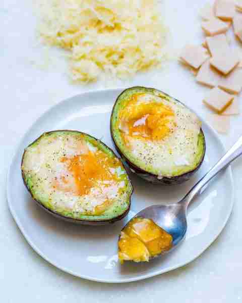Ham & Cheese Avocado Baked Eggs A FUN idea great for breakfast or lunch! Just bake your eggs to your...