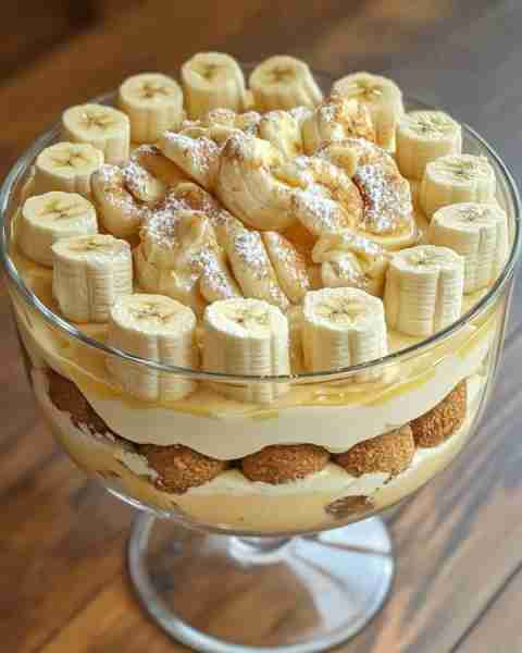 Banana Vanilla Pudding Trifle with Biscuits crunch 🍌🍮 Ingredients: For the Vanilla Pudding: - 2 pa...
