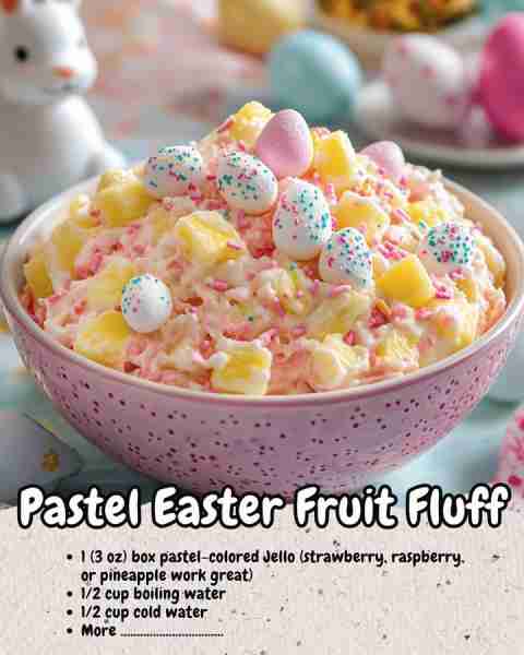 Pastel Easter Fruit Fluff is a dreamy, creamy dessert salad bursting with soft pastel colors, fruity...