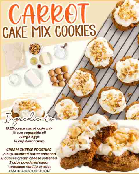 Carrot Cake Mix Cookies 🥕 15.25 ounce carrot cake mix ⅓ cup vegetable oil 2 large eggs ⅓ cu...
