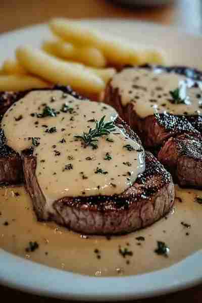 Steak with Garlic Cream Sauce Ingredients: - 1 lb steak - 2 tablespoons butter - 4 cloves garlic, mi...