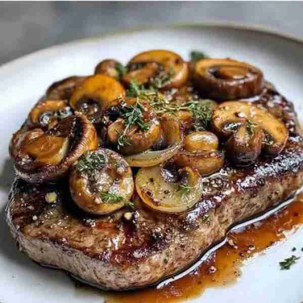 WOULD YOU EAT THIS RIBEYE STEAK WITH FRENCH ONIONS & MUSHROOMS 🥩🧅🍄 Ingredients: 2 ribeye steaks 2...