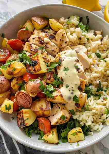 🍯 Sweet, tangy, and savory, this Honey Dijon Greek Chicken & Garlic Butter Potatoes dish is a crowd...