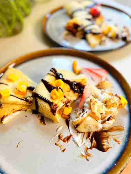 Easy Crepes Recipe with water Ingredients 1 cup all-purpose flour 2 eggs 2 tablespoons oil 1/2 teasp...