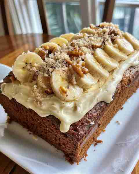 🍌 Banana Bread Cake with Cream Cheese Frosting Ingredients: For the Cake: • 2–3 ripe bananas, mashe...