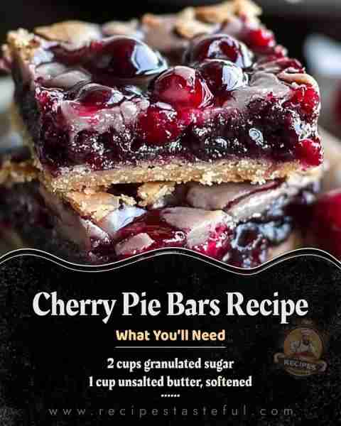 Cherry Pie Bars Recipe Ingredients: For the Dough: • 1 cup unsalted butter, softened • 2 cups granul...