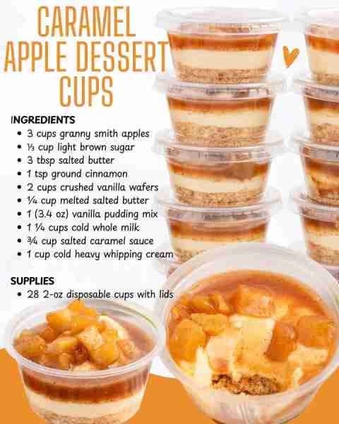 Caramel Apple Dessert Cups 🍎🍏 INGREDIENTS 🍎3 cups Granny Smith apples, peeled, cored and finely d...