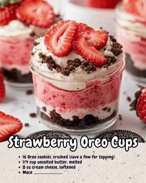 Strawberry Oreo Cups are rich, creamy, and bursting with flavor — layered with crushed Oreos, sweet...