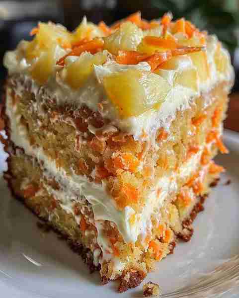 Moist Tropical Carrot Cake with Pineapple and Coconut Bliss Ingredients: 2 cups all-purpose flour 1...