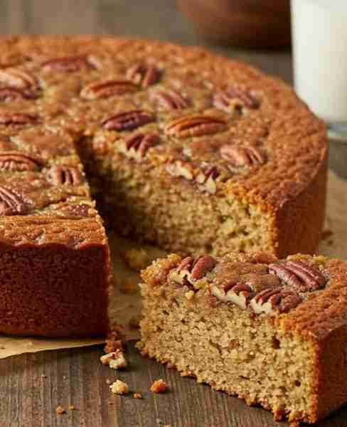 Pecan Upside-Down Cake — rich, buttery, and loaded with caramelized pecans! Pecan Upside-Down Cake R...