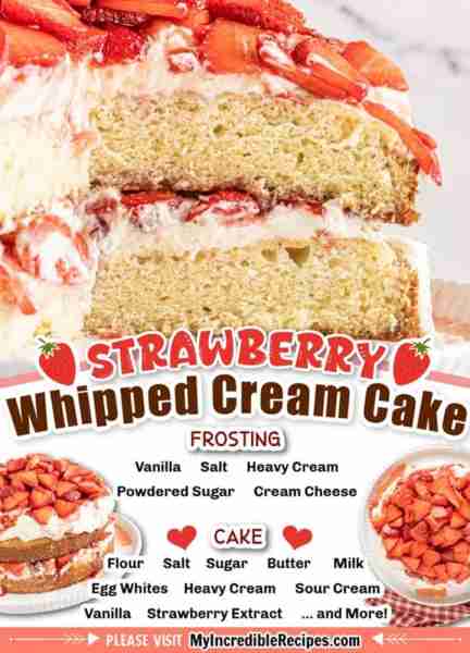 🍓 Strawberry Whipped Cream Cake! 🍓🥄 Fluffy Whipped Cream Frosting! 💖 The Sweetness is Perfect! A...
