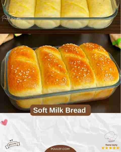 Soft Milk Bread 🥖🥛🍞 Ingredients: - 1 cup warm milk 🥛 - 2 1/4 tsp active dry yeast - 1/4 cup suga...
