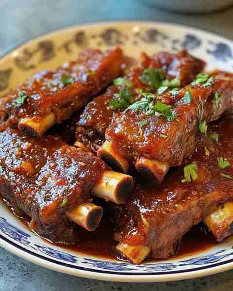 Sticky BBQ Beef Ribs🥩 Ingredients: 2.5 lbs beef ribs 1 cup BBQ sauce 2 tbsp honey 1 tbsp Worcesters...