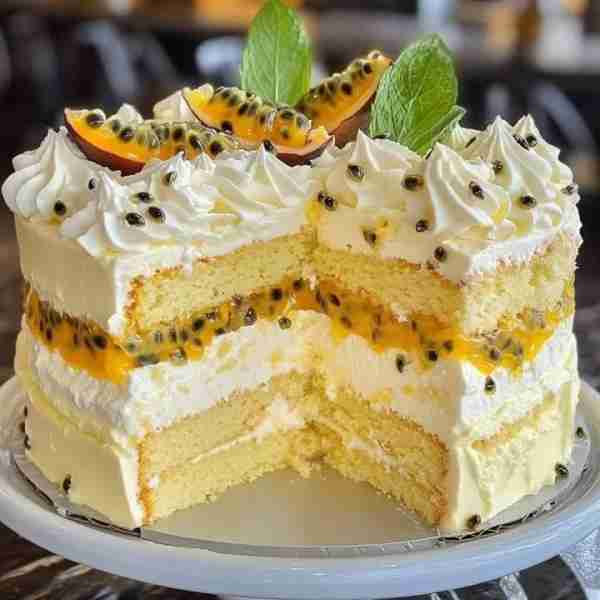 Dreamy cake with maracuyá cream 🎂 ✅Engredients: Cake layers: 2 mixture cups for vanilla cake 1 cup...