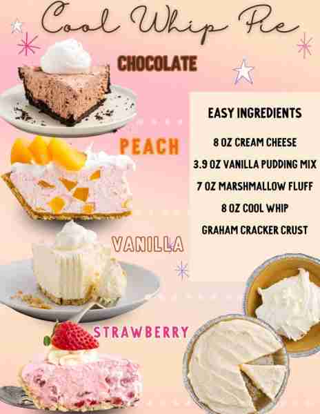 Easy and absolutely delicious way to make Cool Whip Pie FOUR ways! Check the comments for the full r...