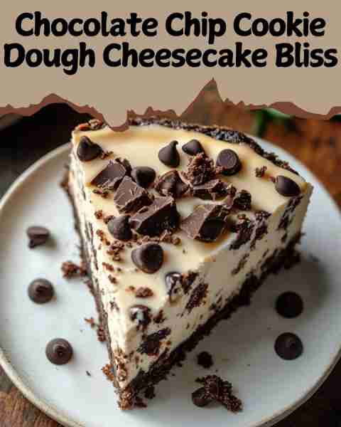 🍪🍰 Chocolate Chip Cookie Dough Cheesecake Bliss! A rich, creamy cheesecake swirled with edible coo...