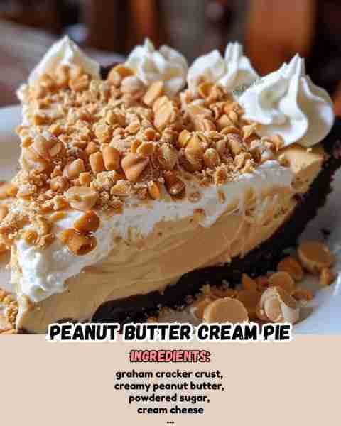 Peanut butter cream pie ingredients: - 1 graham cracker crust - 1 cup creamy peanut butter - 1 c...