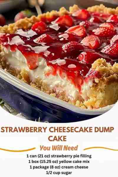 Strawberry Cheesecake Dump Cake This easy and delicious strawberry cheesecake dump cake combines the...