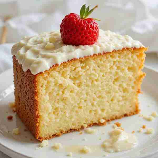 Vanilla Cake with Cream Topping Ingredients: • 1 cup flour • 1/2 cup sugar • 2 eggs • 1/2 cup milk •...