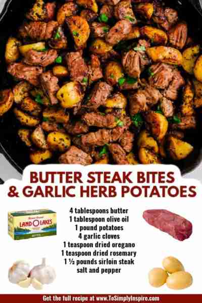 RECIPE: https://www.tosimplyinspire.com/butter-steak-bites-with-garlic-herb-potatoes.html Butter Ste...