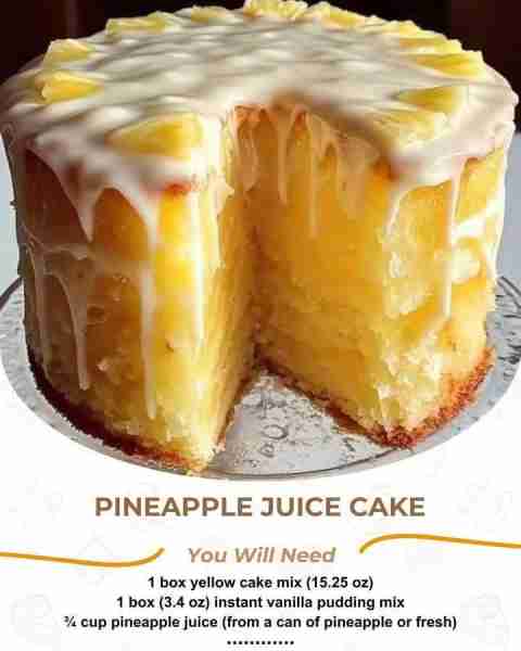 Pineapple Juice Cake SO GOOD INGREDIENTS: For the Cake: 1 box yellow cake mix (15.25 oz) 1 box (3.4...