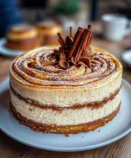 Cinnamon Roll Honeybun Cheesecake Ingredients: For the Crust: 1 ½ cups graham cracker crumbs ¼...