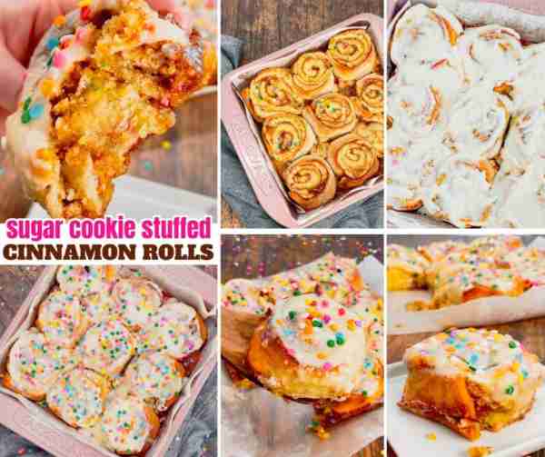 Sugar Cookie Stuffed Cinnamon Rolls Ingredients: 1 Pillsbury pizza crust ¼ cup butter, softened ½ cu...