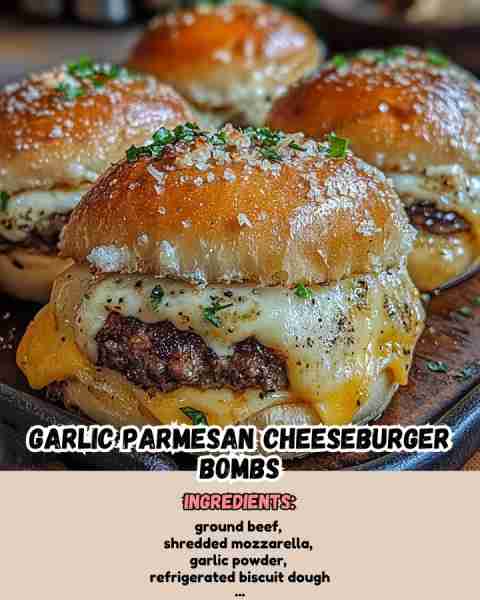Garlic parmesan cheeseburger bombs ingredients - 1 lb ground beef - 1 tsp garlic powder - 1 tsp on...