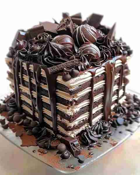 Chocolate Fudge Layered Cake – Indulge in Decadence! 🤎🎂 This ultra-rich brownie cake layered with...