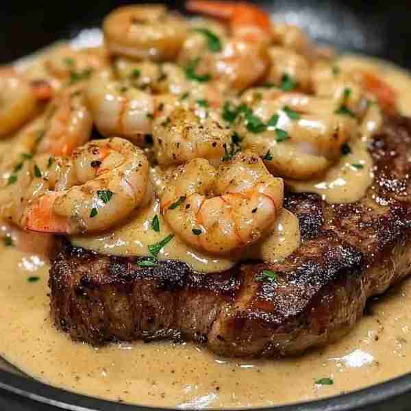 Steak in Creamy Cajun Shrimp Sauce 🥩🦐🌶️ Ingredients: 2 steaks (your choice of cut) 1 tbsp olive oi...