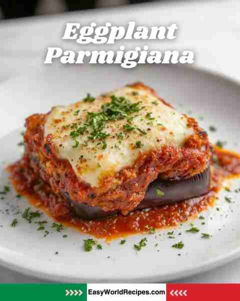 Cheesy Eggplant Parmigiana 🍆 Layers of eggplant, sauce & melty cheese 🇮🇹🍅🧀 recipe in the (C0MM3NT) 🔽