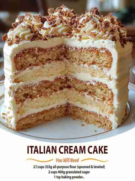 Your Guide to Mastering Italian Cream Cake Ingredients For the Cake: 2 ⅔ cups 333g all-purpose flou...
