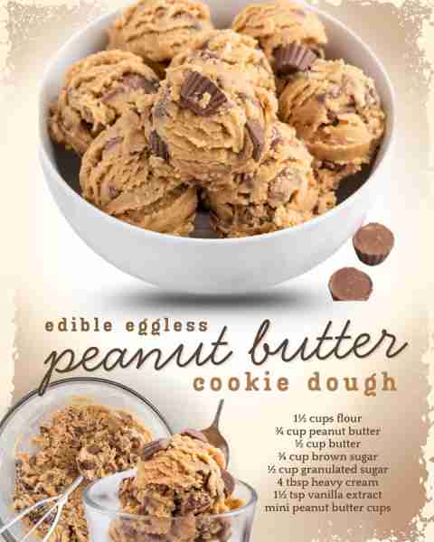 Peanut Butter Cookie Dough! Ingredients ½ cups of all-purpose flour, spooned and leveled ¾ cup of cr...