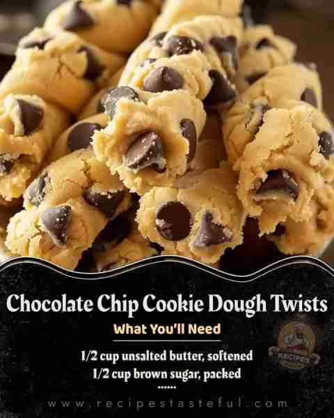 Chocolate Chip Cookie Dough Twists Ingredients: 1 cup all-purpose flour 1/2 cup unsalted butter, sof...