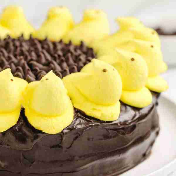 PEEPS SUNFLOWER CAKE https://noblepig.com/peeps-sunflower-layer-cake/