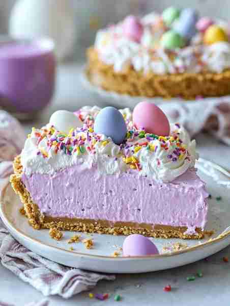 🧁Easter Egg No-Bake Cheesecake🥄 To Make This, You'll Need: 1.5 cups crushed graham crackers 1/...