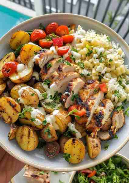 🍅 Fresh, hearty, and creamy, this Greek Garlic Chicken & Roasted Potatoes with Creamy Tomato Sauce...