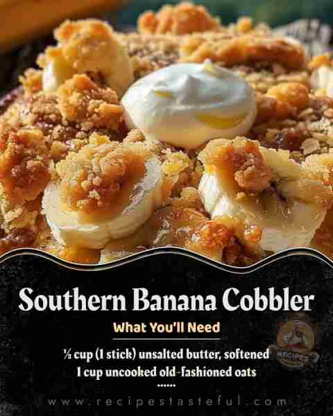 Southern Banana Cobbler Ingredients: For the Streusel Topping: ¾ cup packed light brown sugar ½ cup...