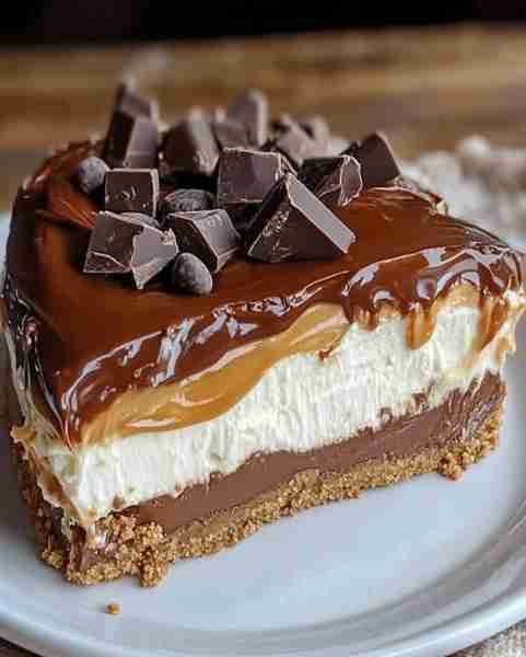 Irresistible No-Bake Twix Cheesecake with Chocolate Drizzle Recipe Ingredients: 2 cups graham cracke...