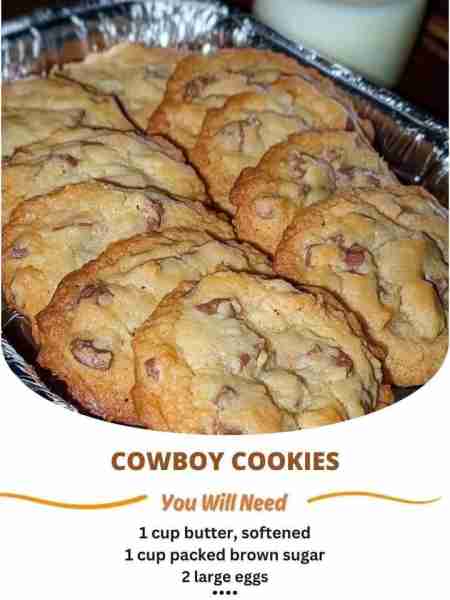 Cowboy Cookies - A Recipe You Can’t Miss 😍 1 Cup butter 1 Cup packed brown sugar Cream together and...