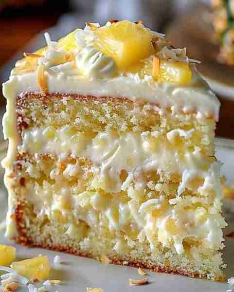 Tropical Pineapple Coconut Paradise Cake Recipe Ingredients: 3 cups all-purpose flour 2 1/2 teaspoon...