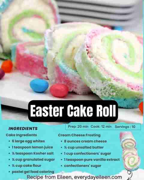 Easter Cake Roll, such an easy, pretty cake. Recipe link in comments