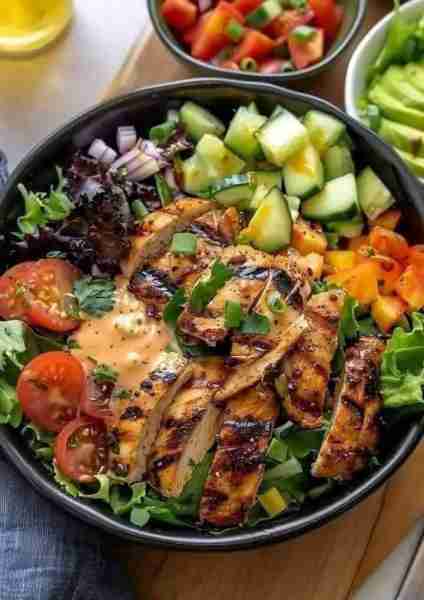 Grilled Chicken Salad Bowl 🍗✨ 🌟 Fresh, flavorful, and nourishing, this Grilled Chicken Salad Bowl...