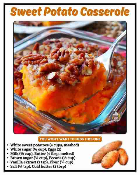 Sweet Potato Casserole — Don't Lose This Recipe! A sweet, comforting casserole with a crunchy pecan...