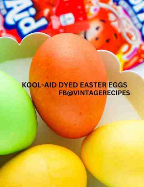 KOOL-AID EASTER EGG DYE For each color, add ½ cup boiling water, 1 teaspoon vinegar, and one packet...