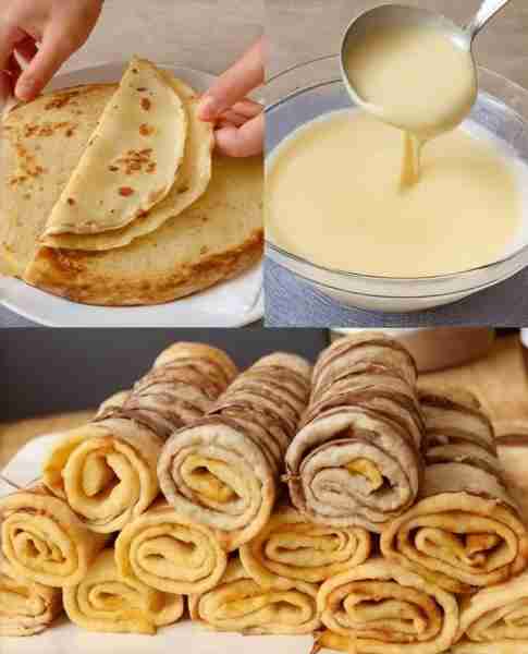 Crepes Recipe 🥞🍓🍫 Ingredient 1 cup all-purpose flour 2 eggs ½ cup milk ½ cup water ¼ teaspoon salt